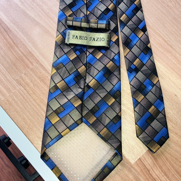Fabio Fazio Blue and Brown Men's Tie - Picture 1 of 5